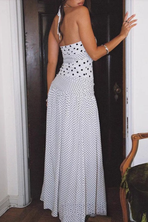 Lace Polka Dot Cami Mermaid Maxi Dress