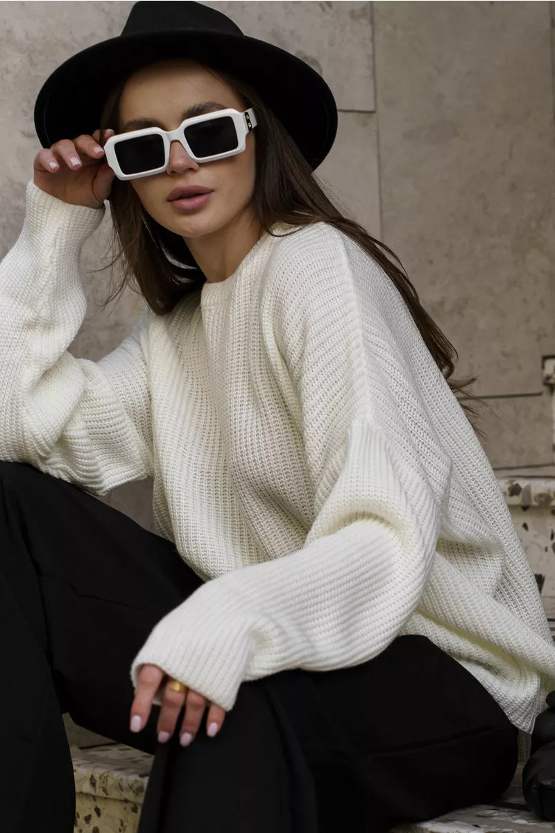 Solid Knit Crewneck Pullover Sweater
