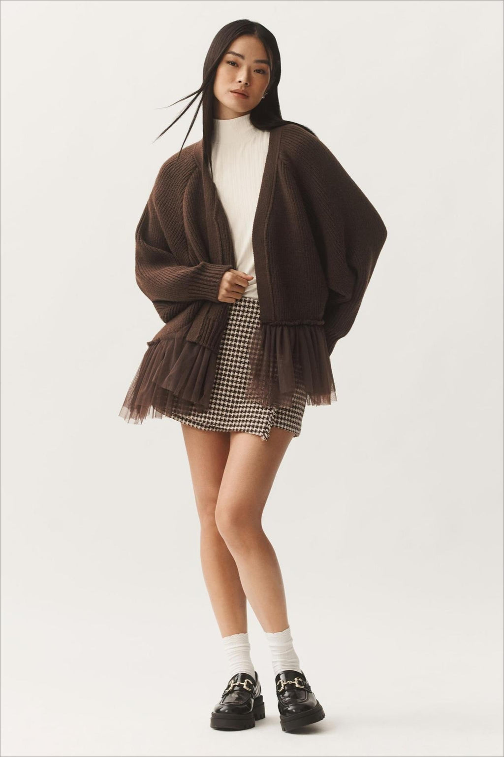 Sheer Ruffle Knit Cardigan
