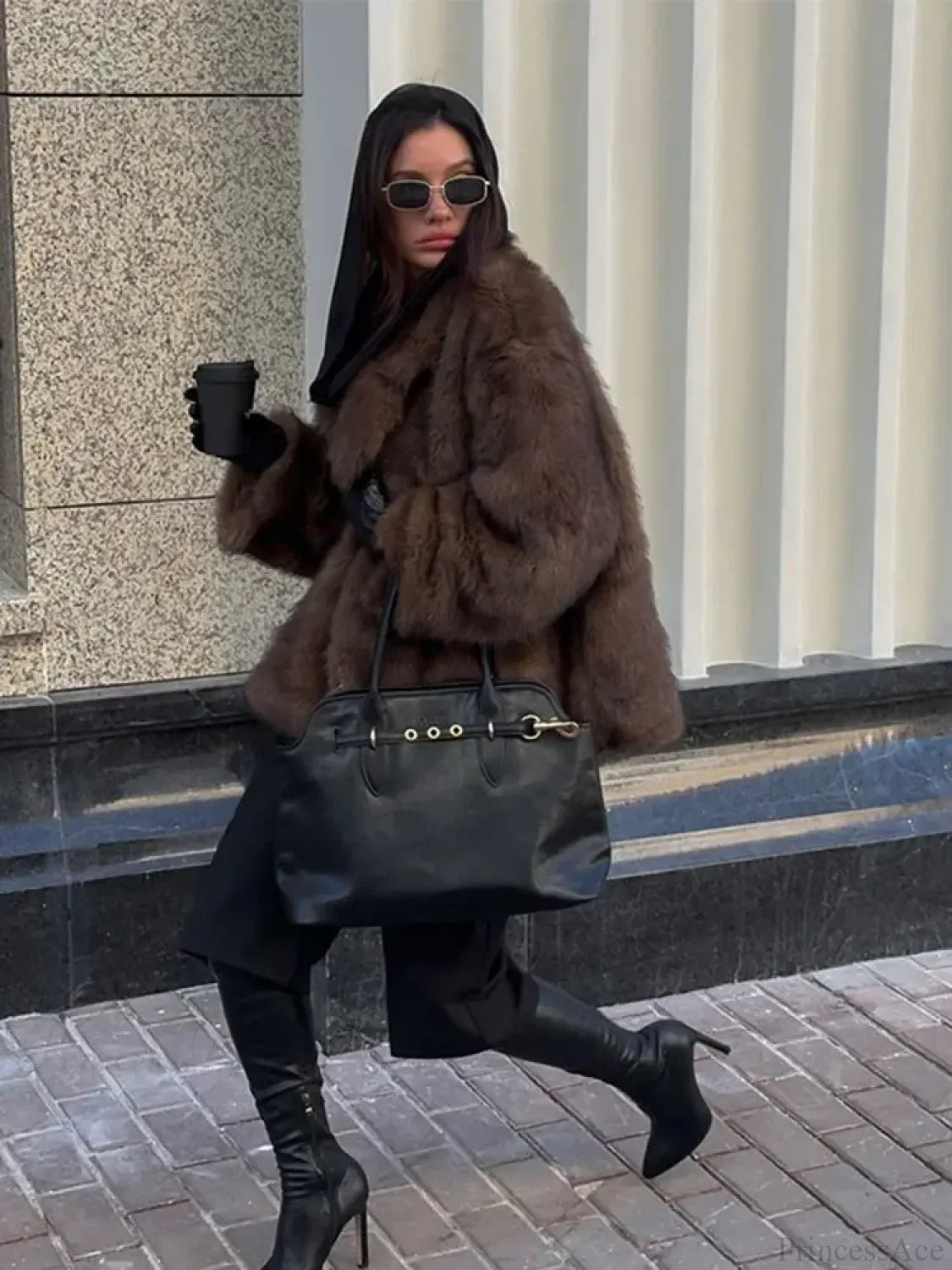 Dark Brown Lapel Short Coat
