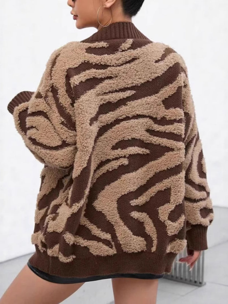 Plus Size Leopard Knit Cardigan