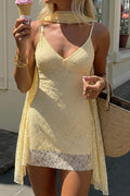 Lace Trim Spaghetti Strap Slip Mini Dress
