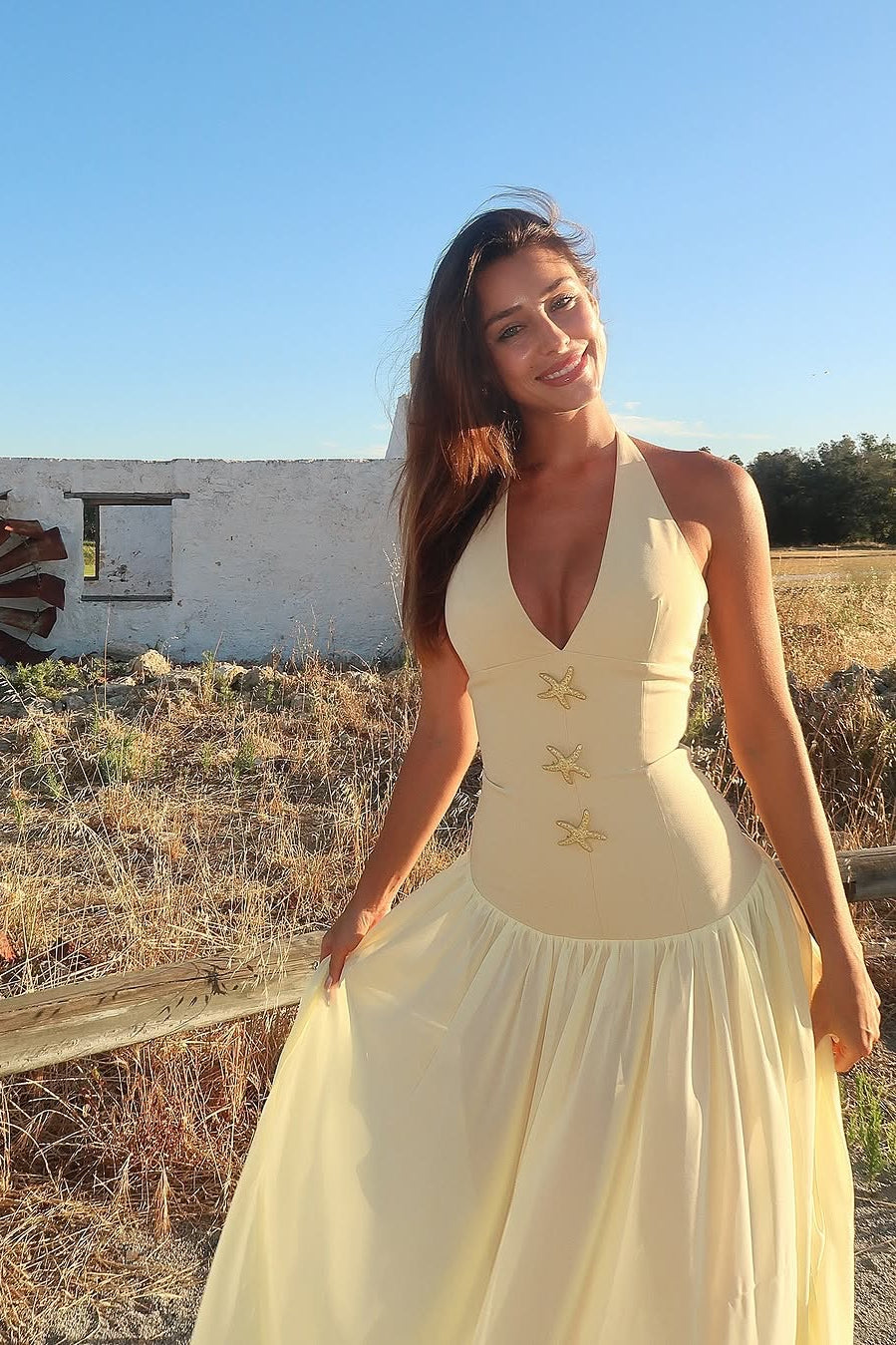 Tie Neck Deep V Bodycon Maxi Dress