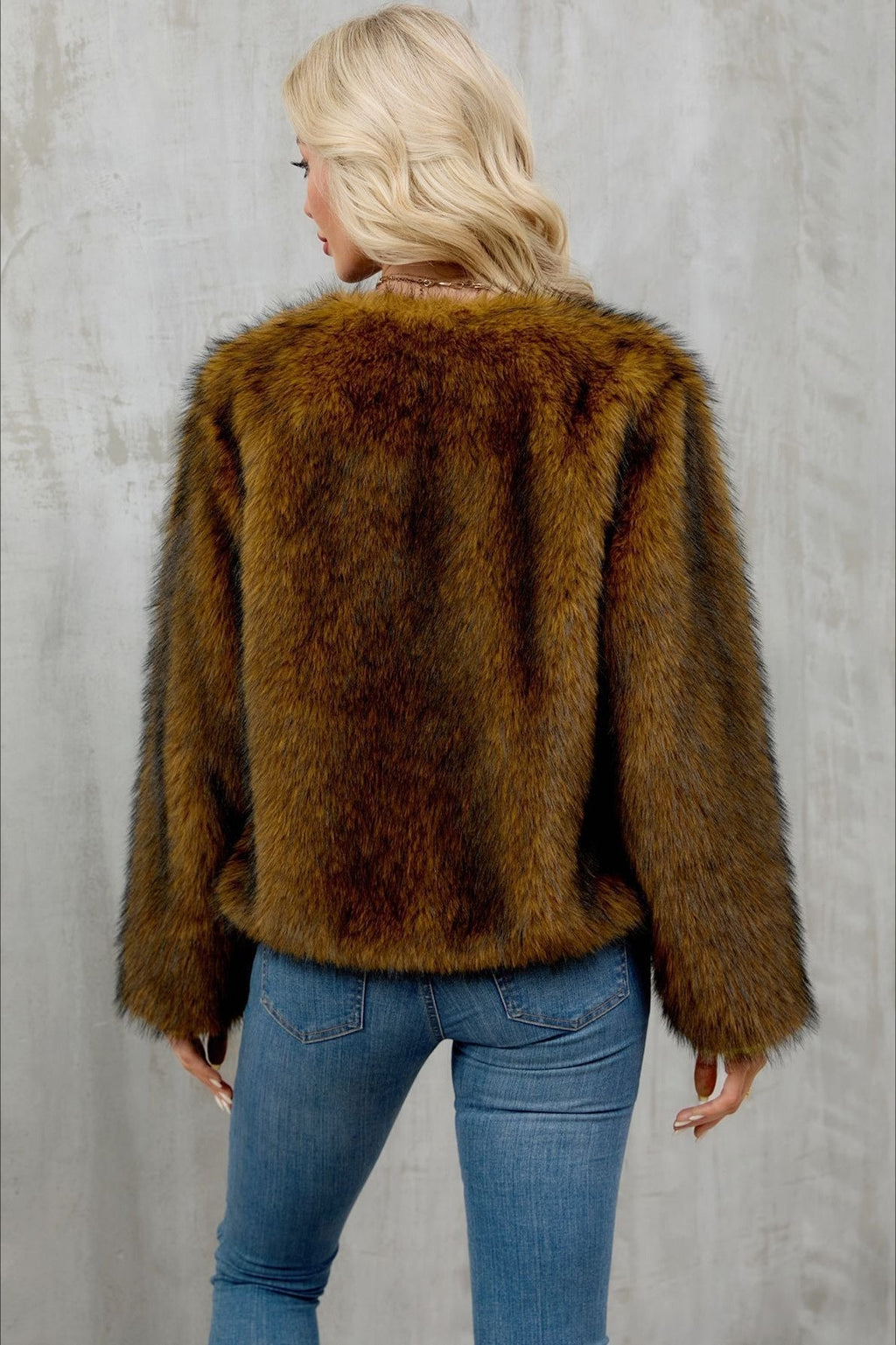Plush Short Fur Open Cardigan Coat