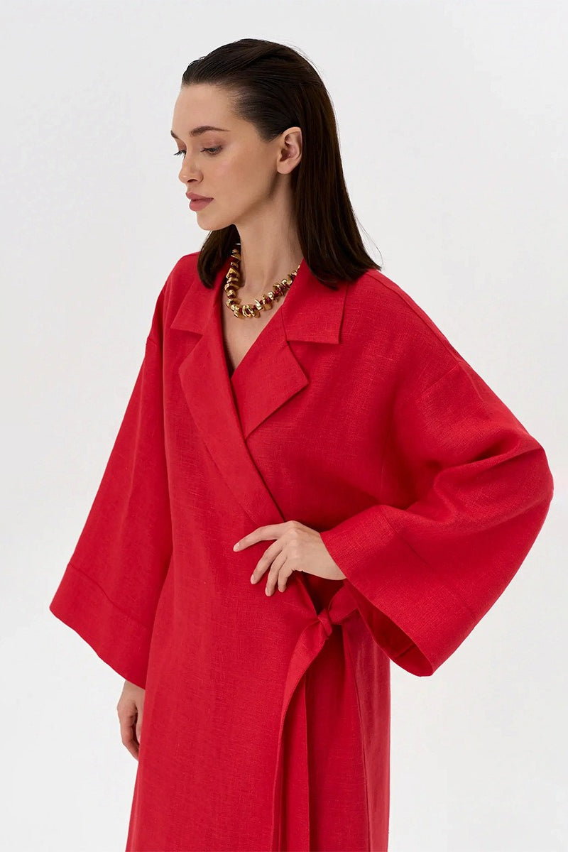 Long Sleeve Cotton Linen Shirt Coat