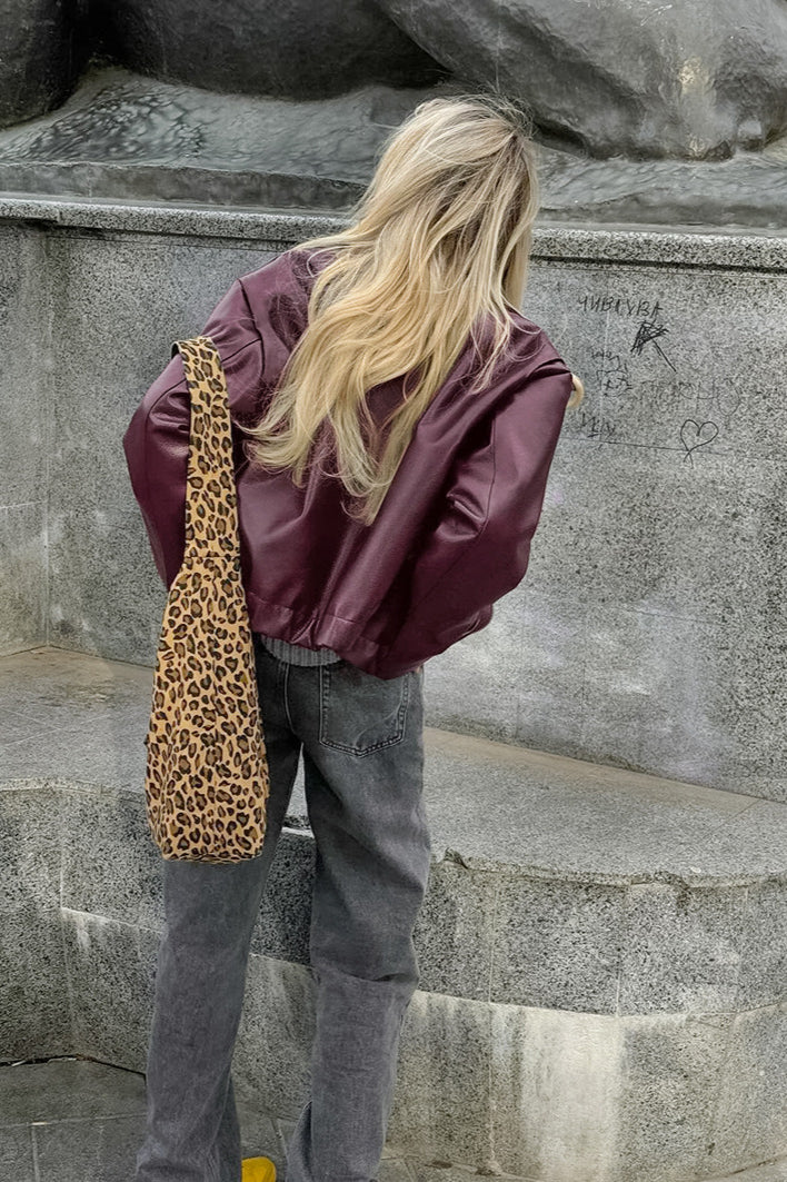 Burgundy Vintage Biker Coat