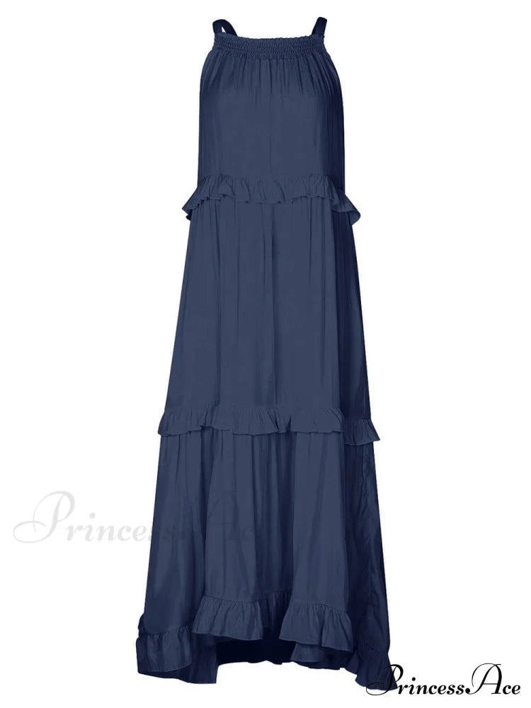 Irregular Cake Stylish Sleeveless Maxi Dress