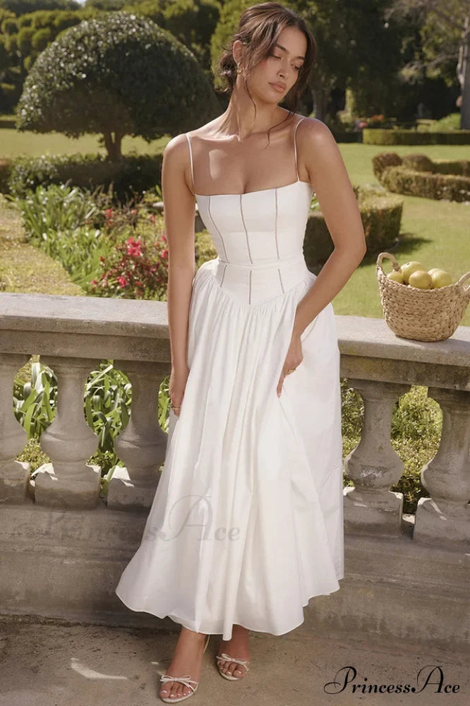 Isabella White Stylish Cotton Sundress