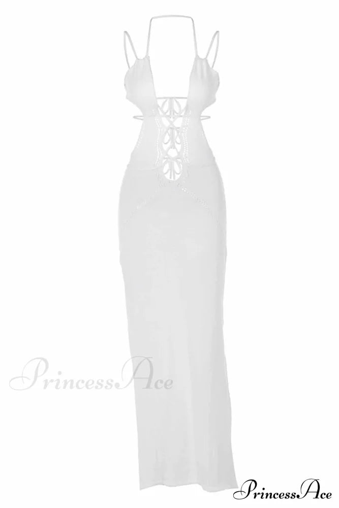 Lace Up Hollow Out Knitted Dress