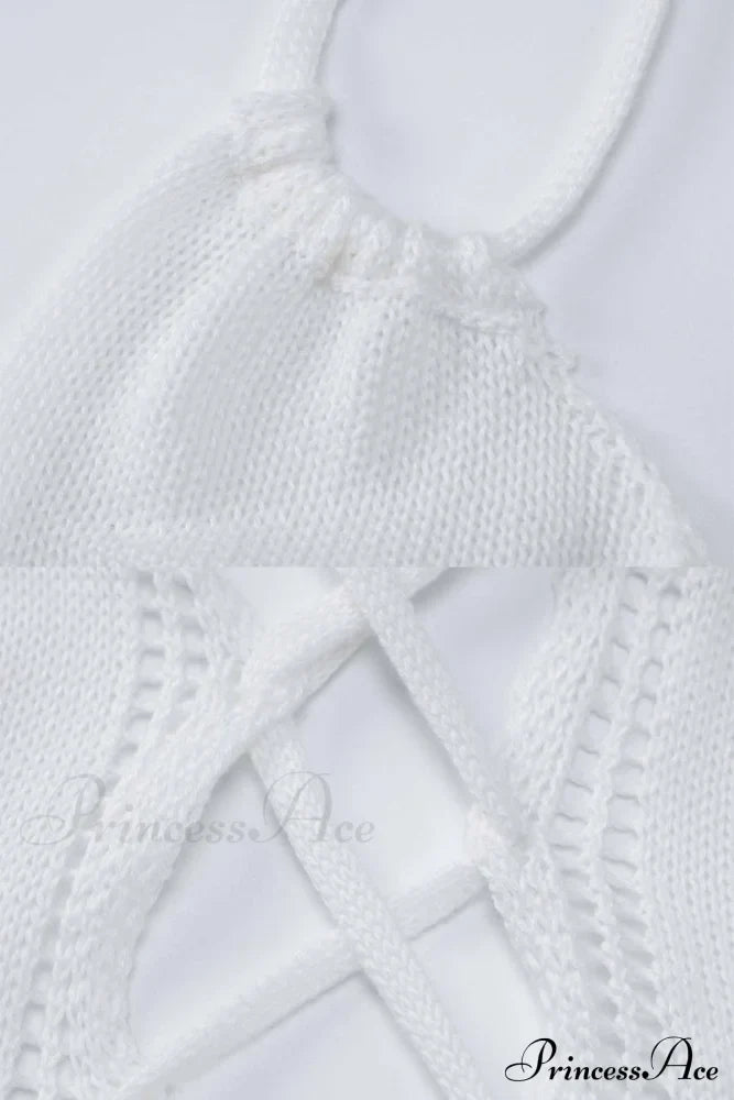 Lace Up Hollow Out Knitted Dress