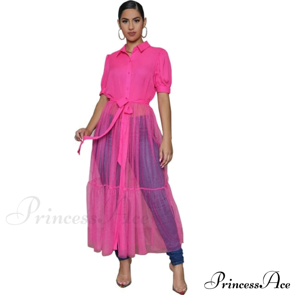 Ladies Long Solid Color Casual Dress