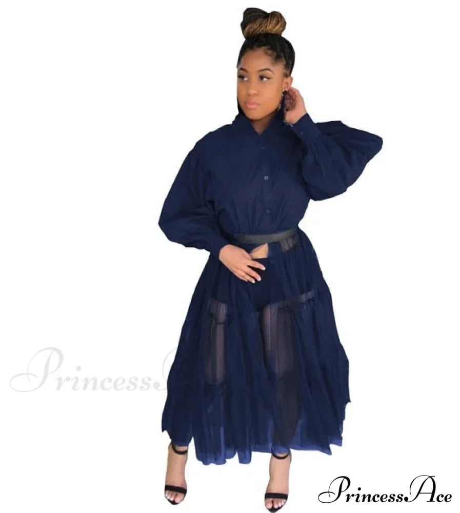 Ladies Long Solid Color Casual Dress