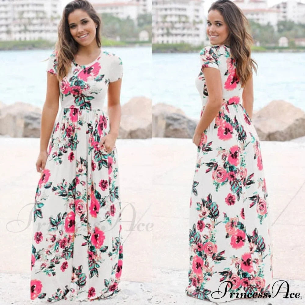 Ladies White Maxi Evening Party Dress