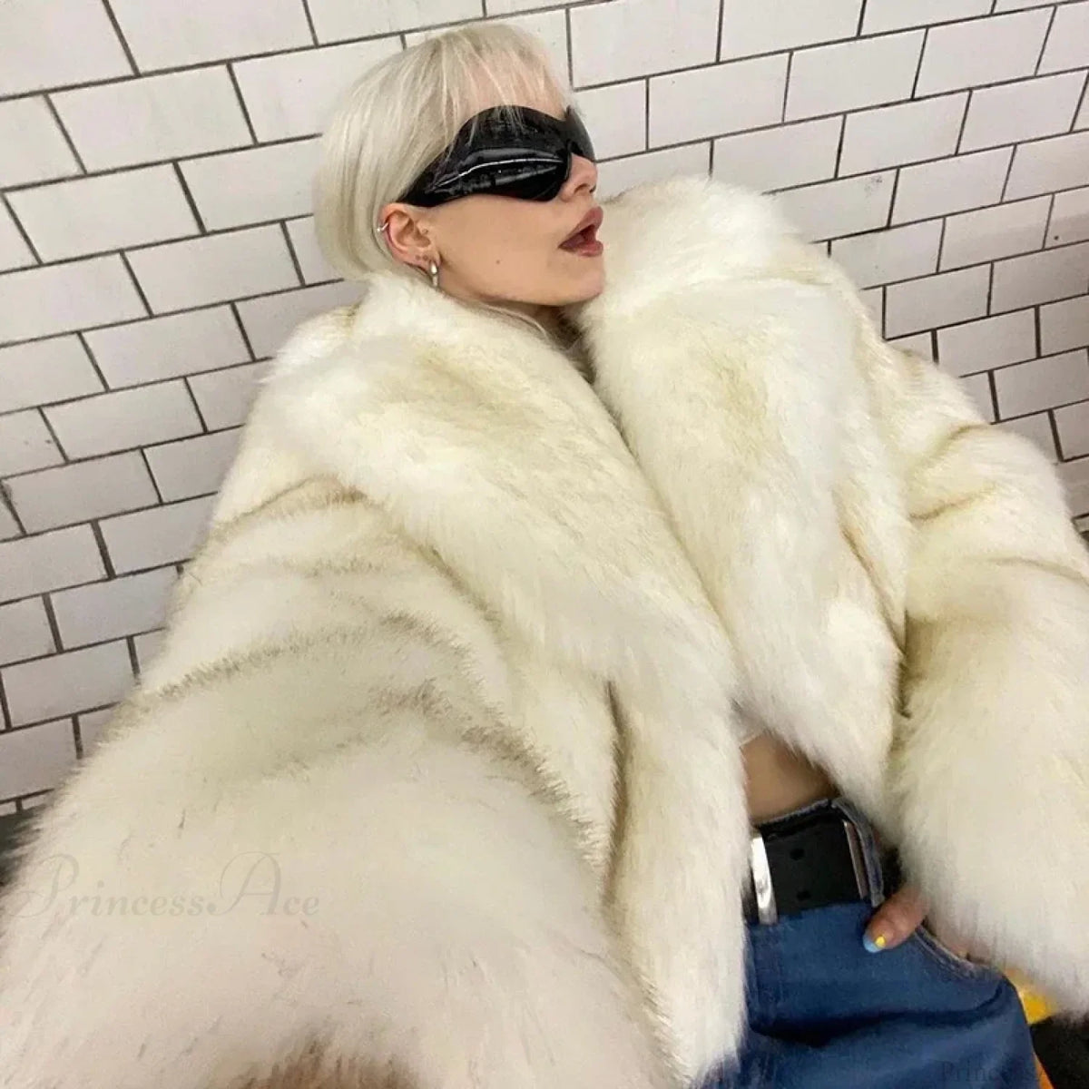 Neo Mint Gradient Cropped Fluffy Coat