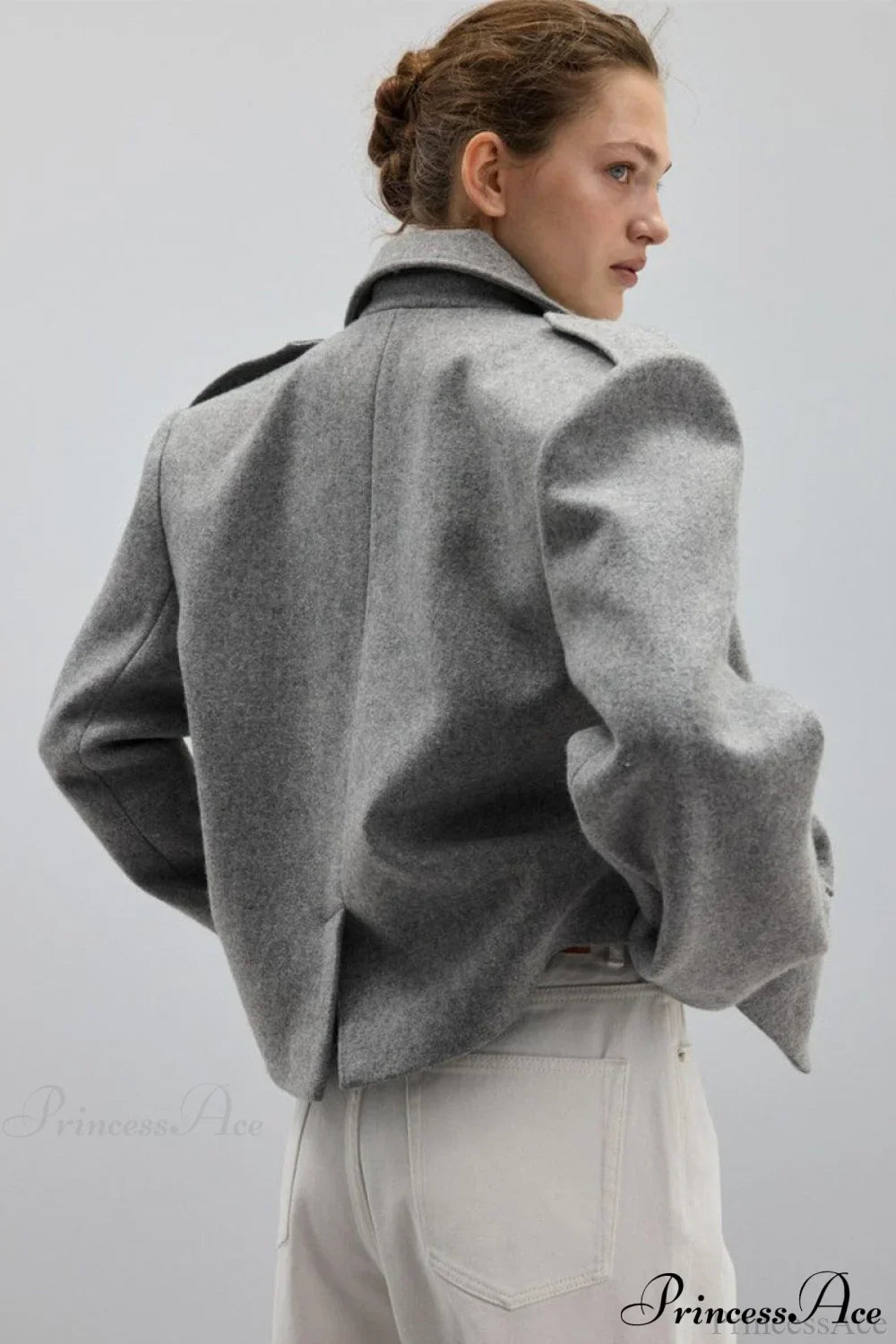 Peak Lapel Blazer Style Wool Loose Coat