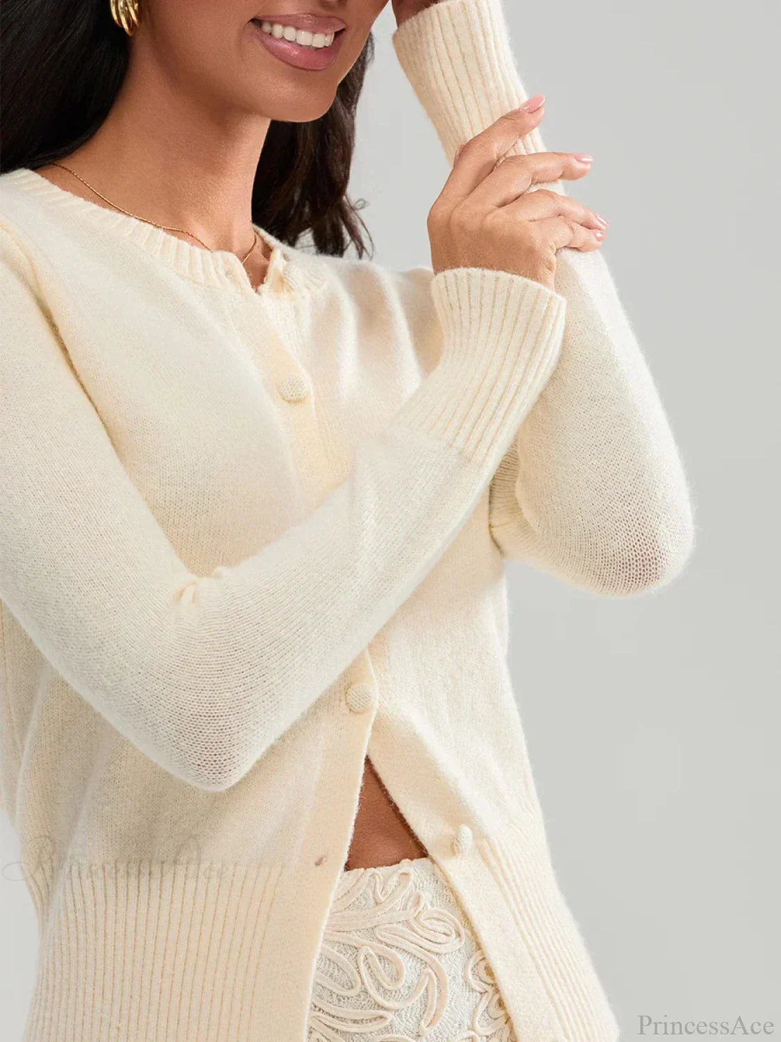 Ribbed Long Sleeve Button Cardigan