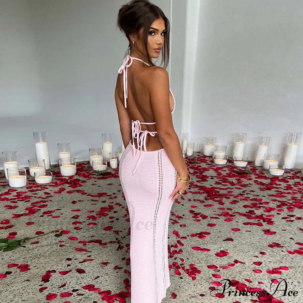 Sexy Backless Wrap Charming Chest Midi Dress