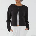 Solid Vintage Round Neck Button Cardigan