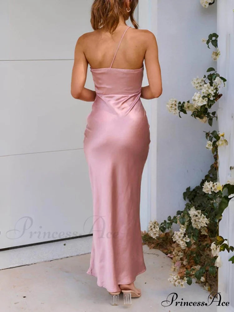Spring/Summer One Shoulder Charming Gown Waist Maxi Dresses