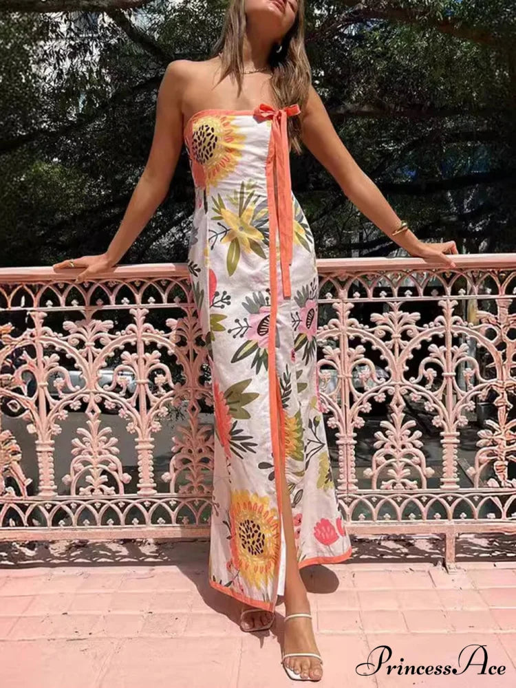 Summer Sexy Split Charming Wrap Printed Dresses