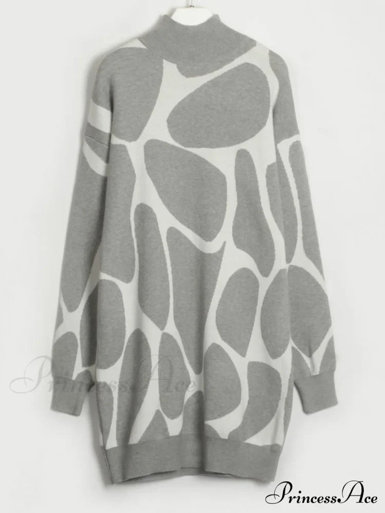 Sweater Gown with Mock Neck Contrast