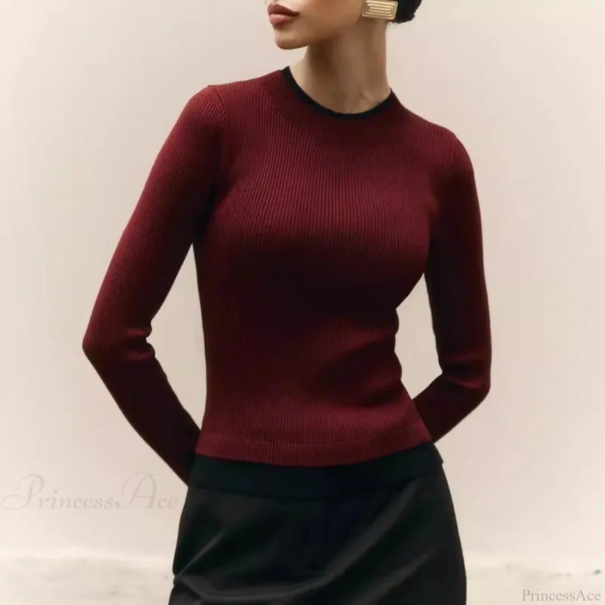 Tight Slim Long Sleeve O-neck Sweater