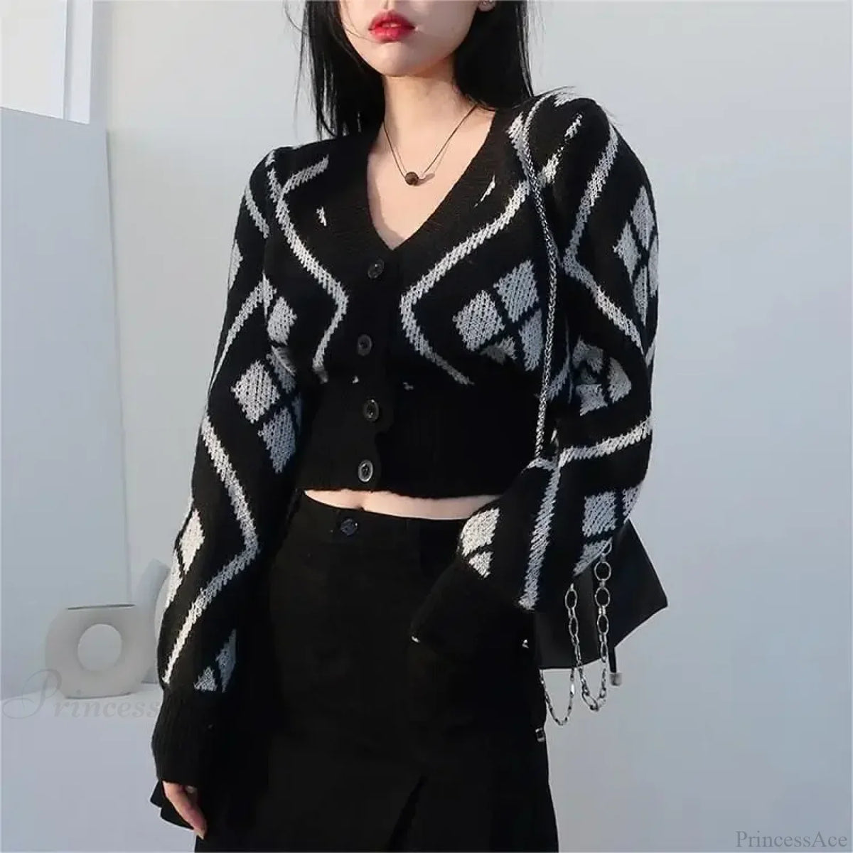 V-neck Printed Button Cardigan