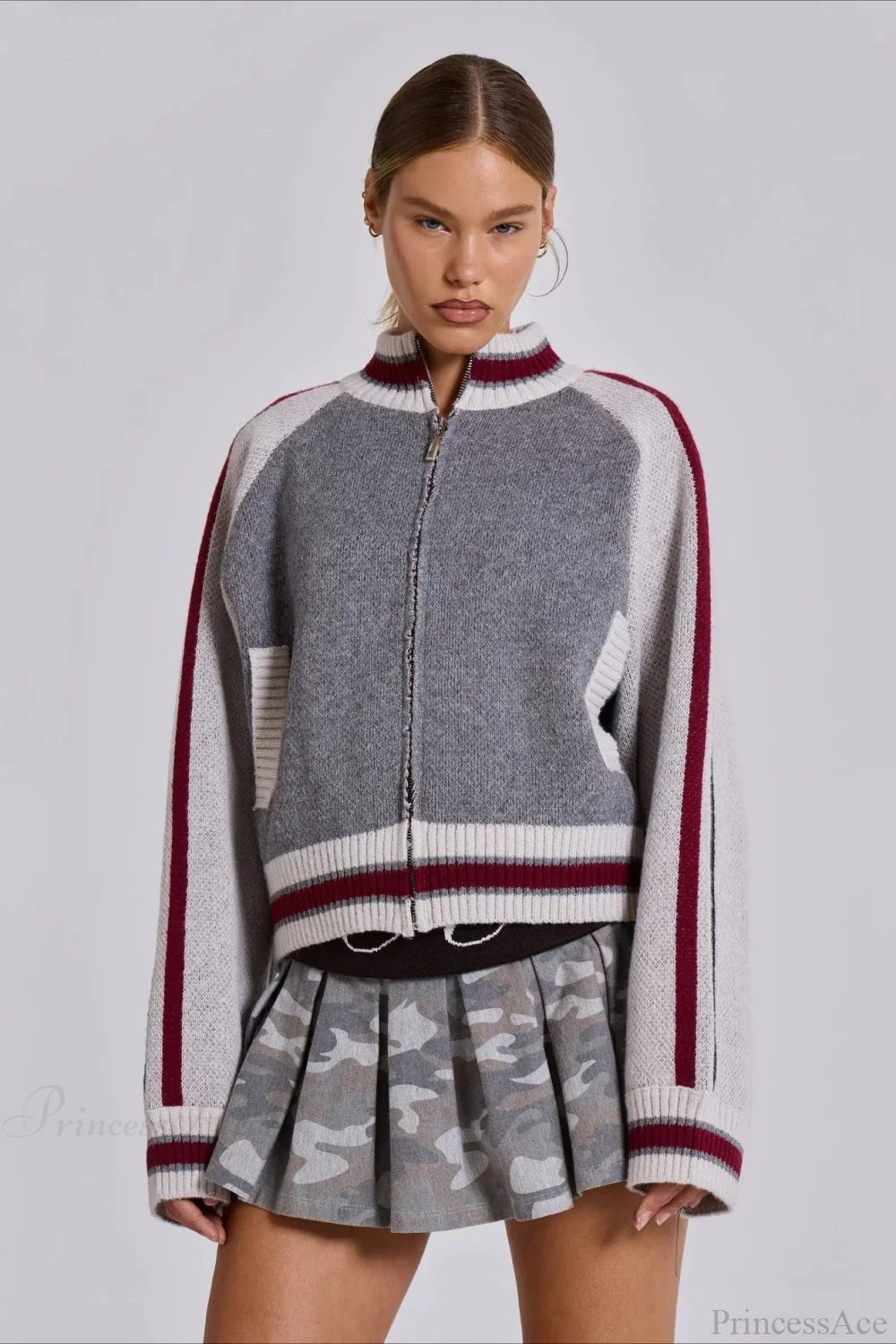 Vintage Letter Knit Cardigan Sweater