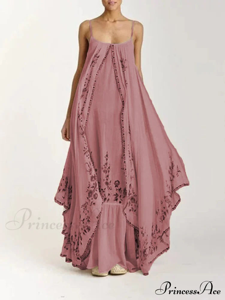 Vintage Spaghetti Strap Sleeveless Elegant Long Maxi Dress