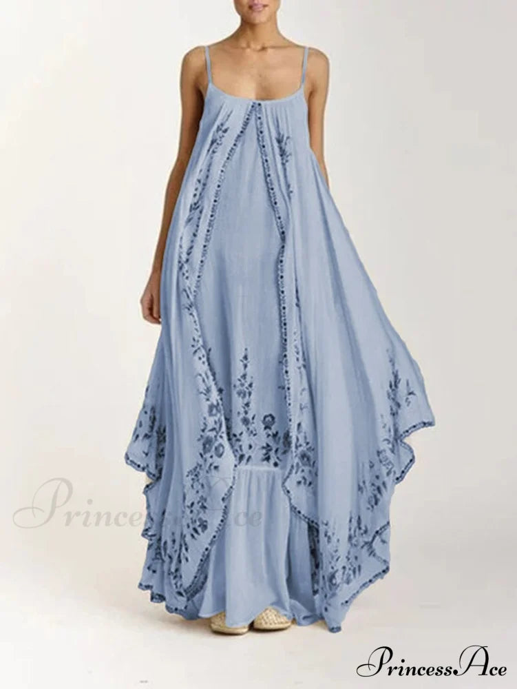 Vintage Spaghetti Strap Sleeveless Elegant Long Maxi Dress