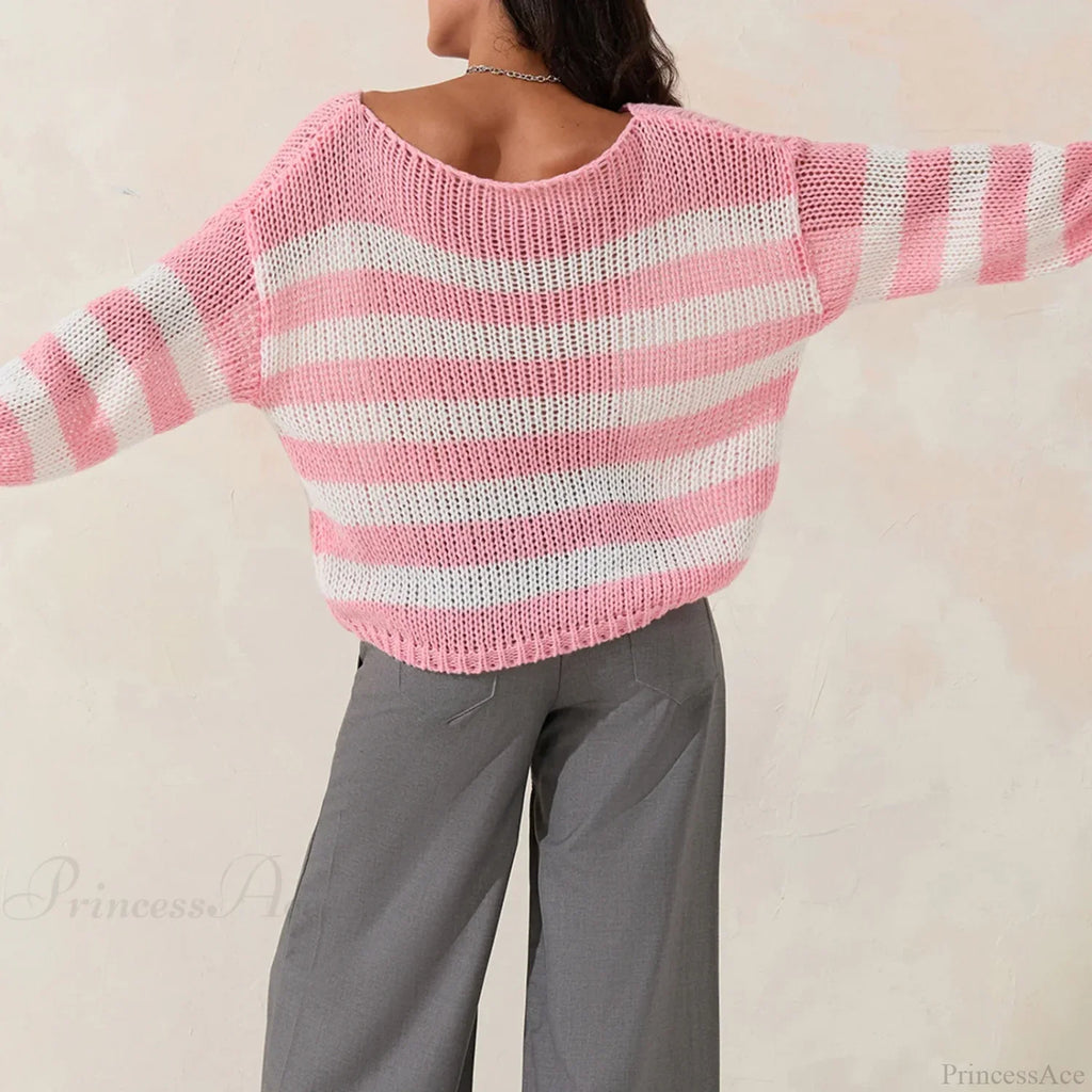 Vintage Striped Boat Neck Sweater