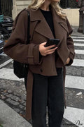 Wide Lapel Wool Blend Coat