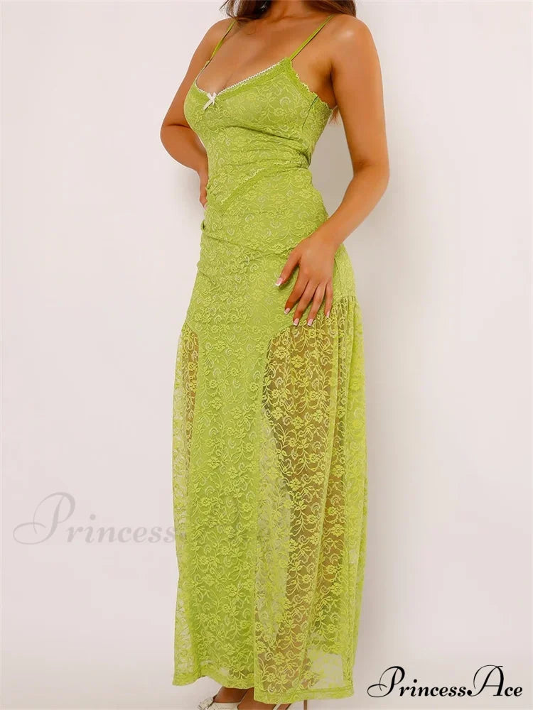 Women Lace V-neck Low Cut Sleeveless Spaghetti Strap Solid Color Bodycon Elegant Party Vestidos