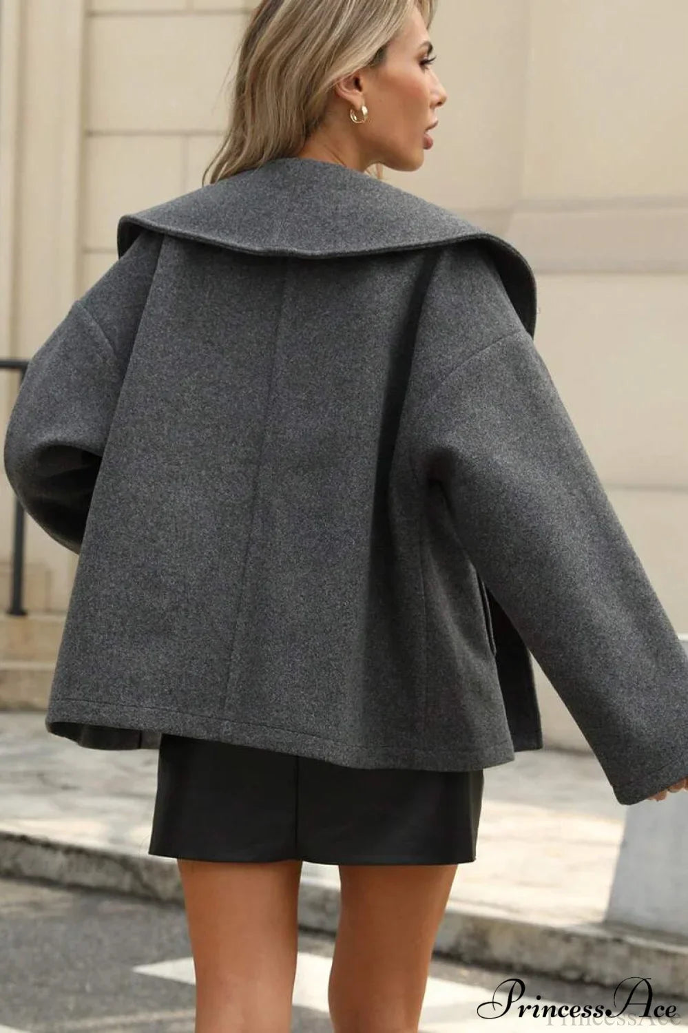 Wool Blend Collar Street Fashion Casual Coat